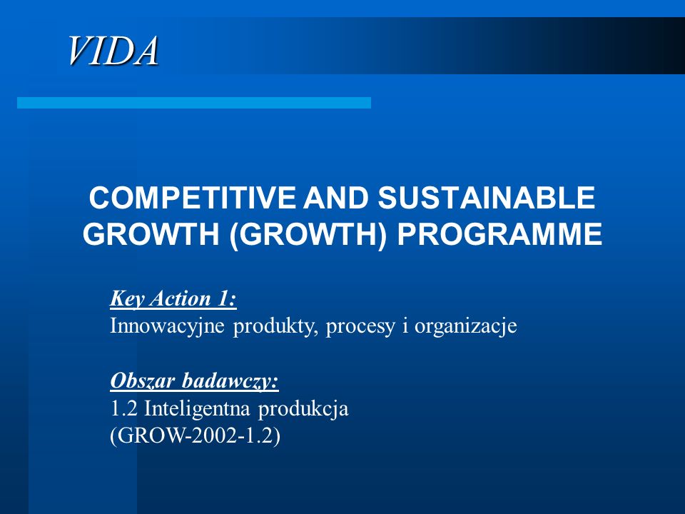 COMPETITIVE AND SUSTAINABLE GROWTH (GROWTH) PROGRAMME