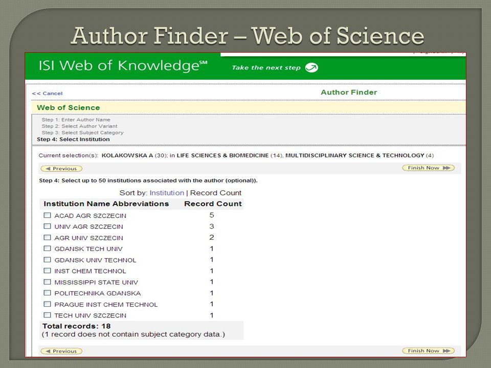 Author Finder – Web of Science