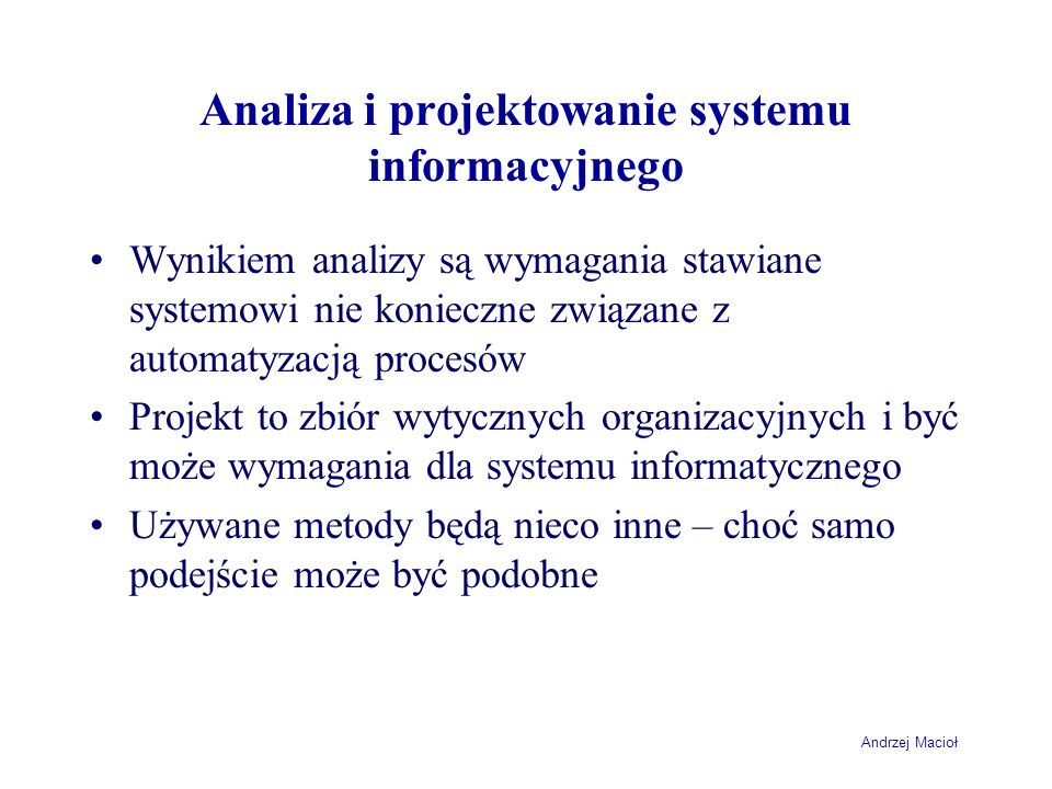 Analiza i projektowanie systemu informacyjnego
