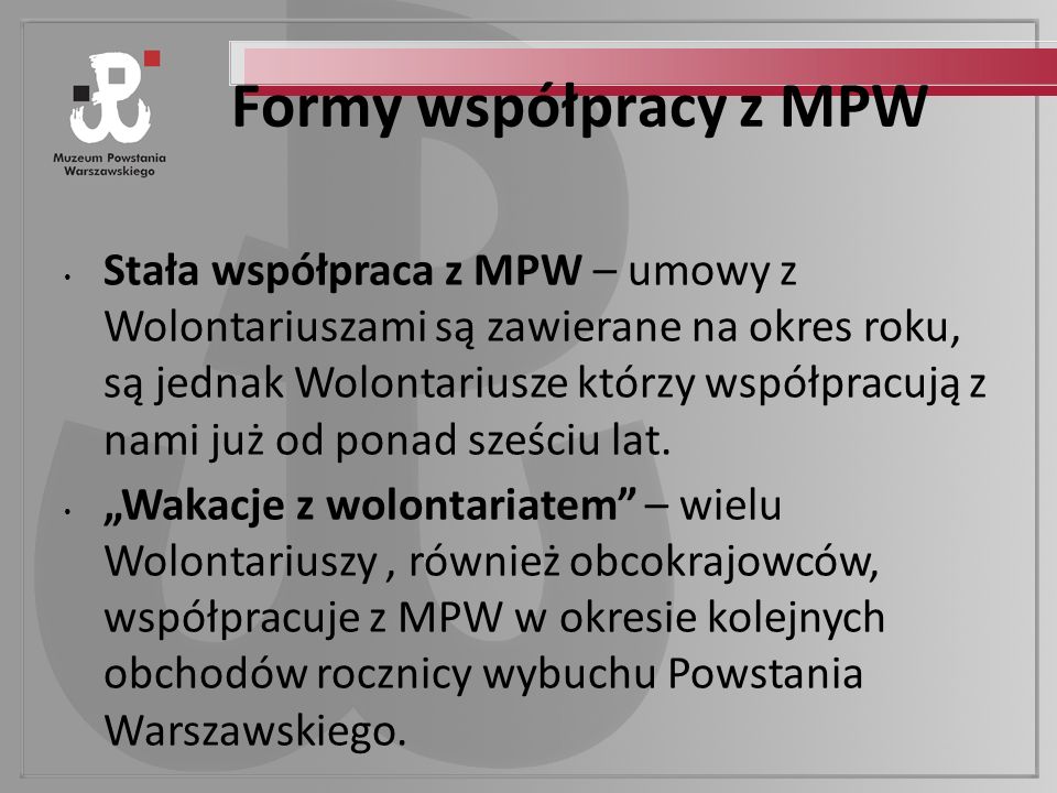 Formy współpracy z MPW