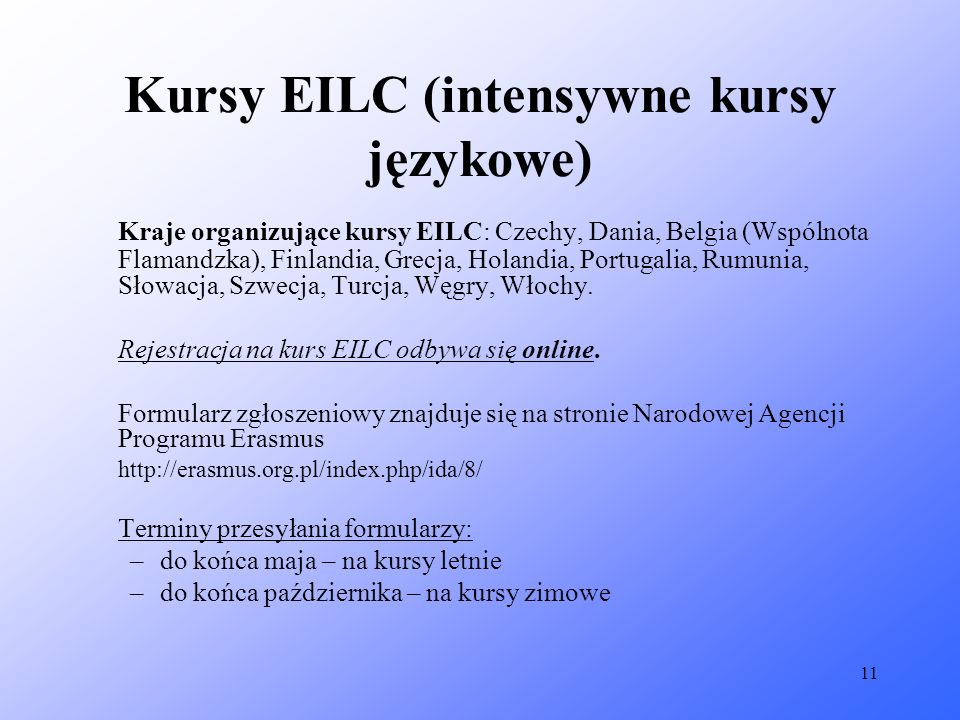 Kursy EILC (intensywne kursy językowe)