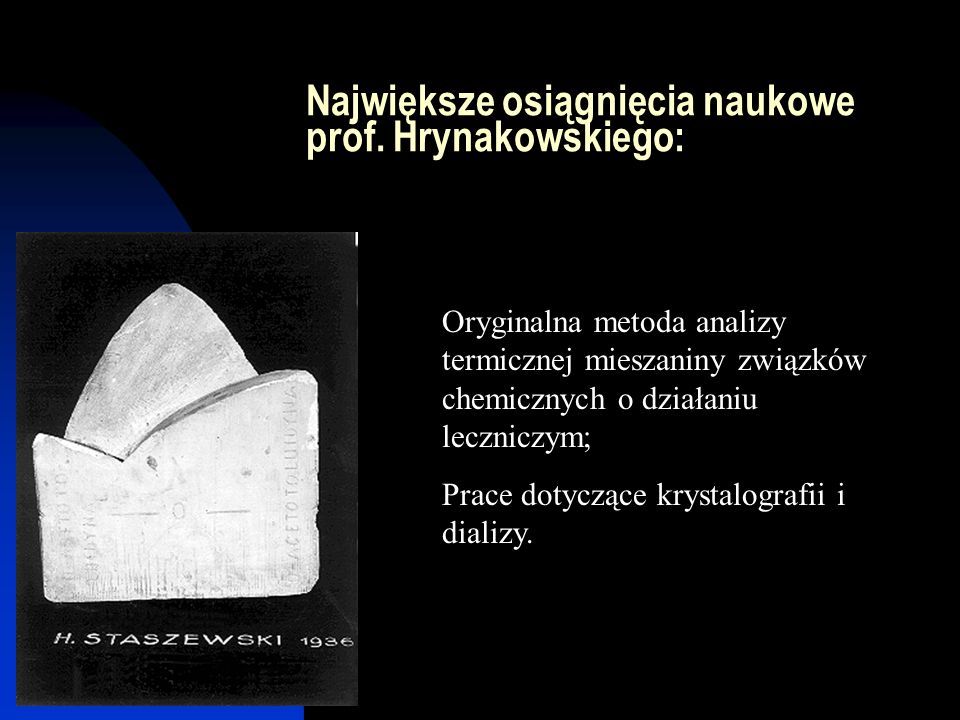 Największe osiągnięcia naukowe prof. Hrynakowskiego: