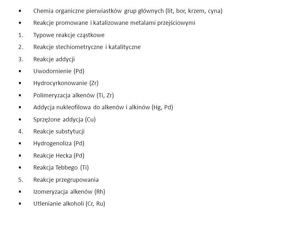 Chemia organiczne pierwiastków grup głównych (lit, bor, krzem, cyna)