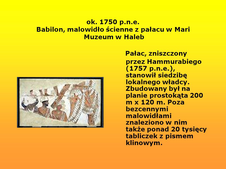 ok p.n.e. Babilon, malowidło ścienne z pałacu w Mari Muzeum w Haleb