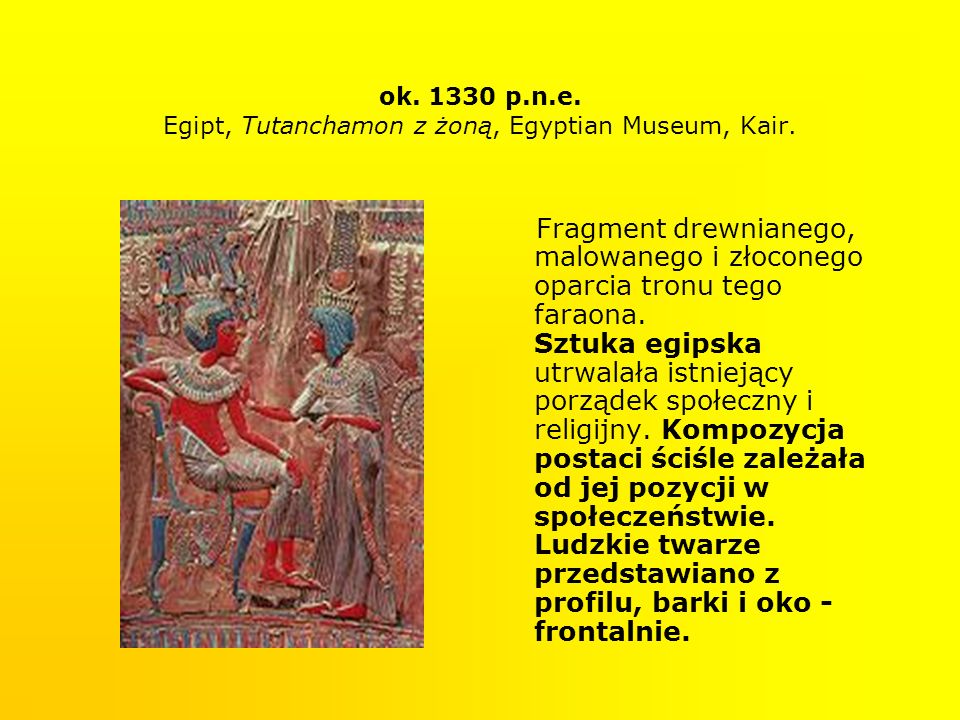 ok p.n.e. Egipt, Tutanchamon z żoną, Egyptian Museum, Kair.