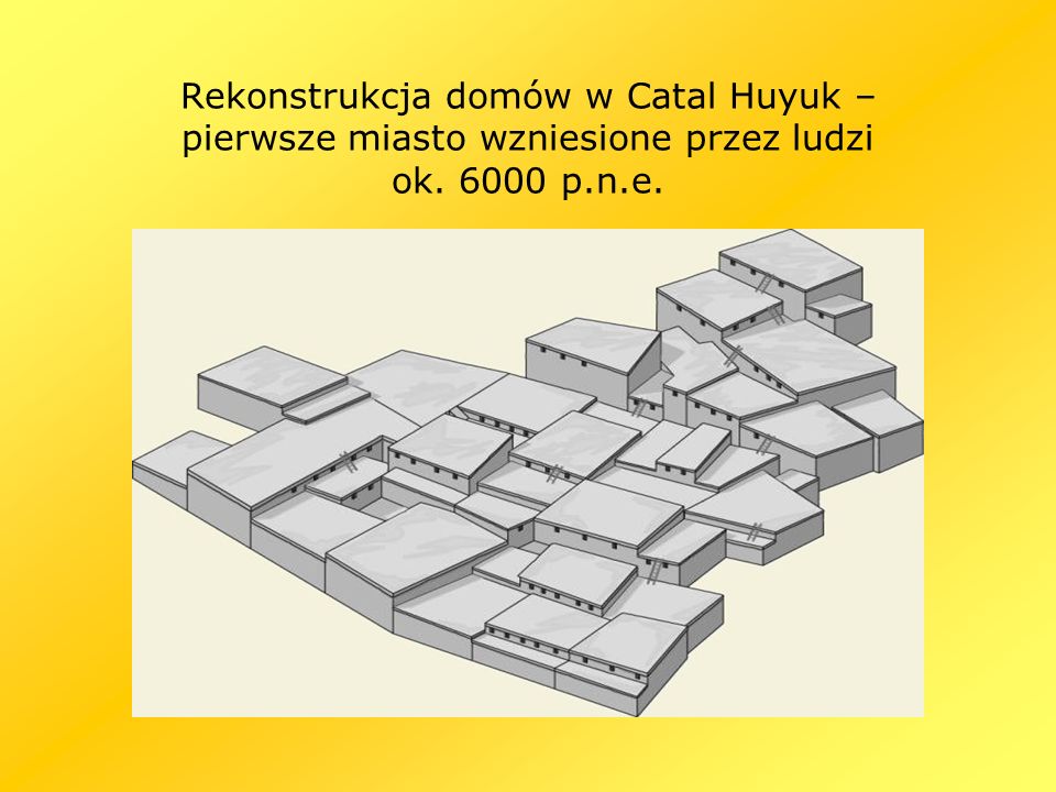 Rekonstrukcja domów w Catal Huyuk – pierwsze miasto wzniesione przez ludzi ok p.n.e.