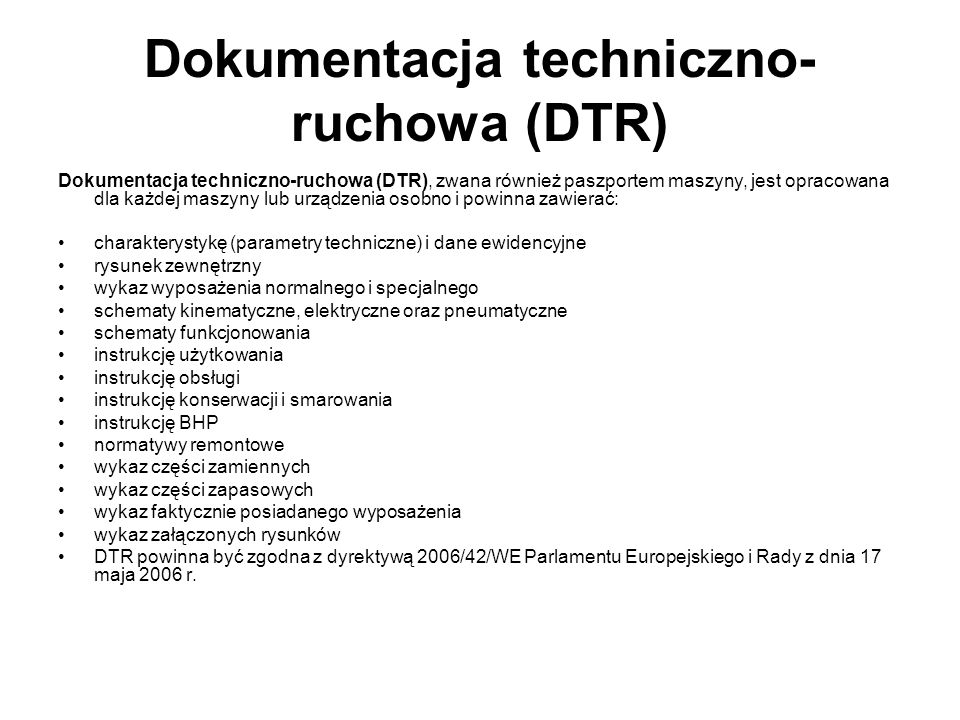 Dokumentacja techniczno-ruchowa (DTR)