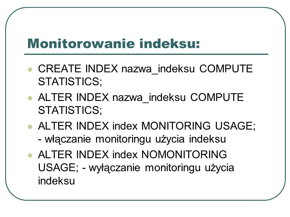 Monitorowanie indeksu: