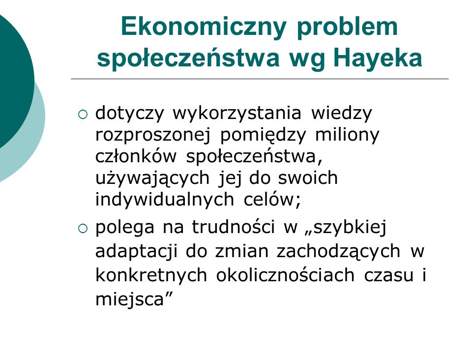 Ekonomiczny problem społeczeństwa wg Hayeka