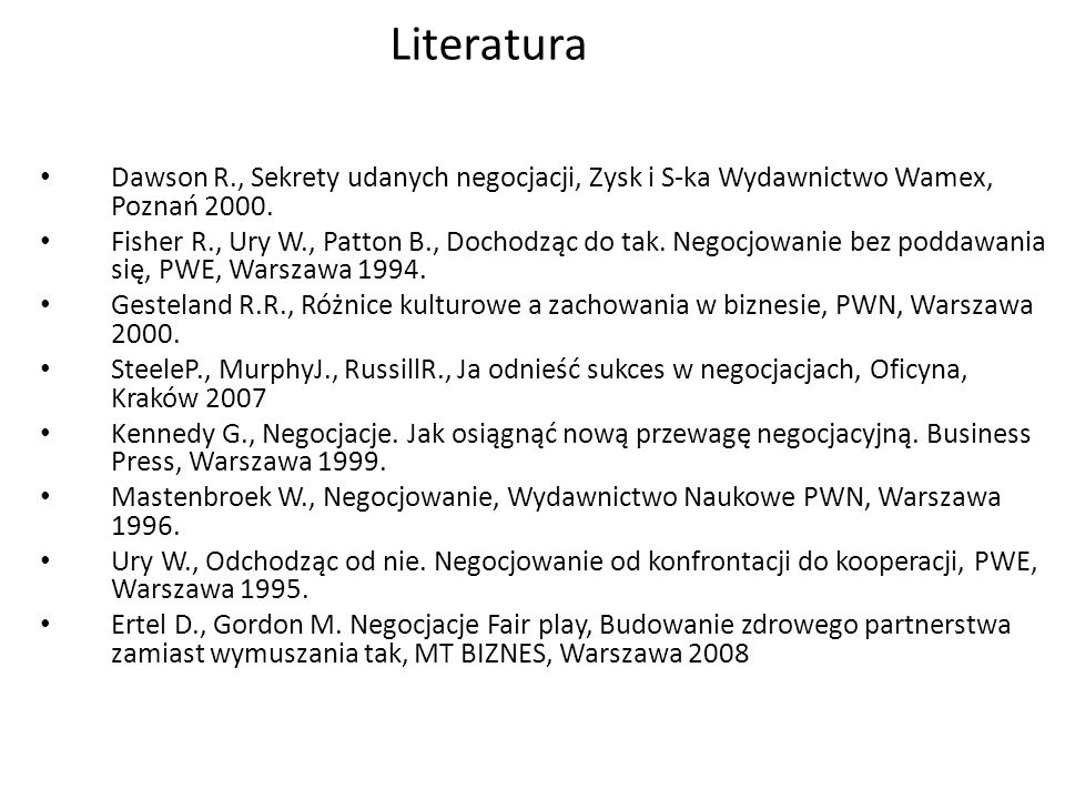 Literatura Dawson R., Sekrety udanych negocjacji, Zysk i S-ka Wydawnictwo Wamex, Poznań