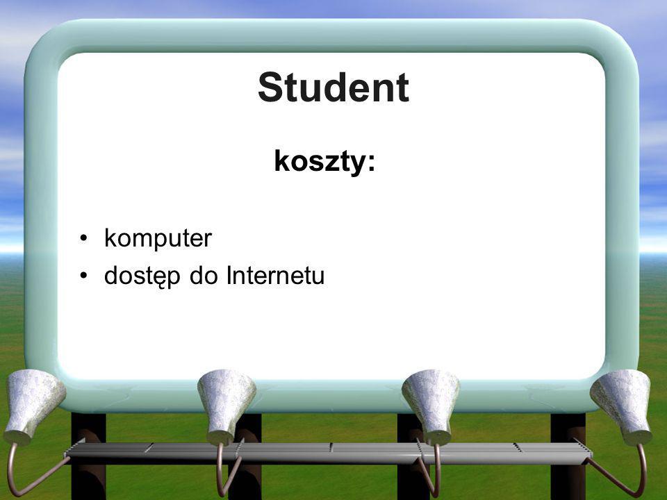 Student koszty: komputer dostęp do Internetu