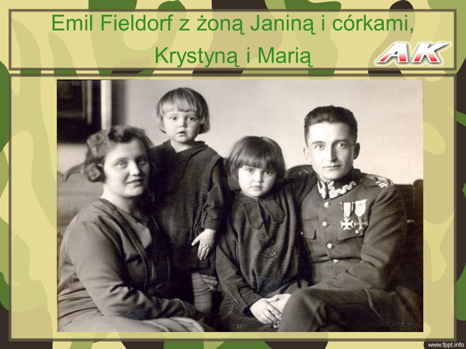 Emil Fieldorf z żoną Janiną i córkami, Krystyną i Marią
