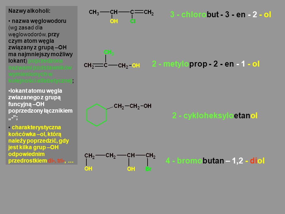 3 - chlorobut en ol 2 - metyloprop en ol