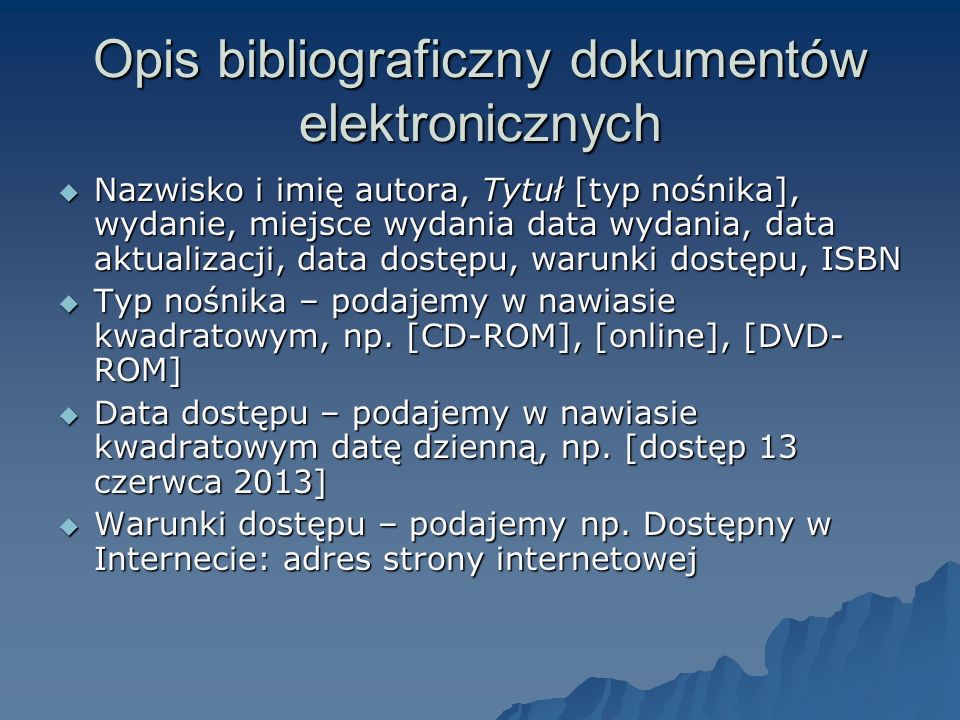Opis bibliograficzny dokumentów elektronicznych