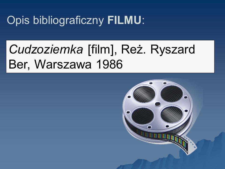 Cudzoziemka [film], Reż. Ryszard Ber, Warszawa 1986