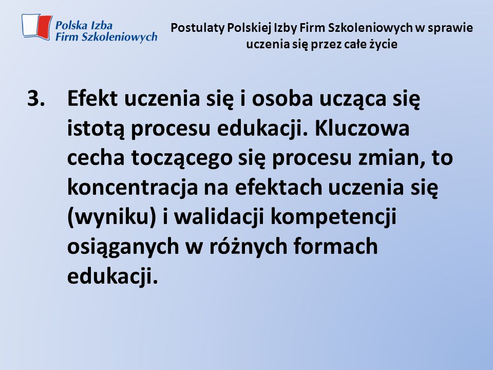 Postulaty Polskiej Izby Firm Szkoleniowych w sprawie uczenia się przez całe życie