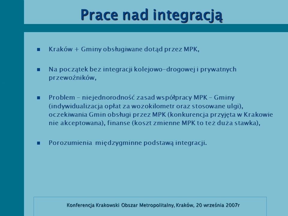 Prace nad integracją Kraków + Gminy obsługiwane dotąd przez MPK,