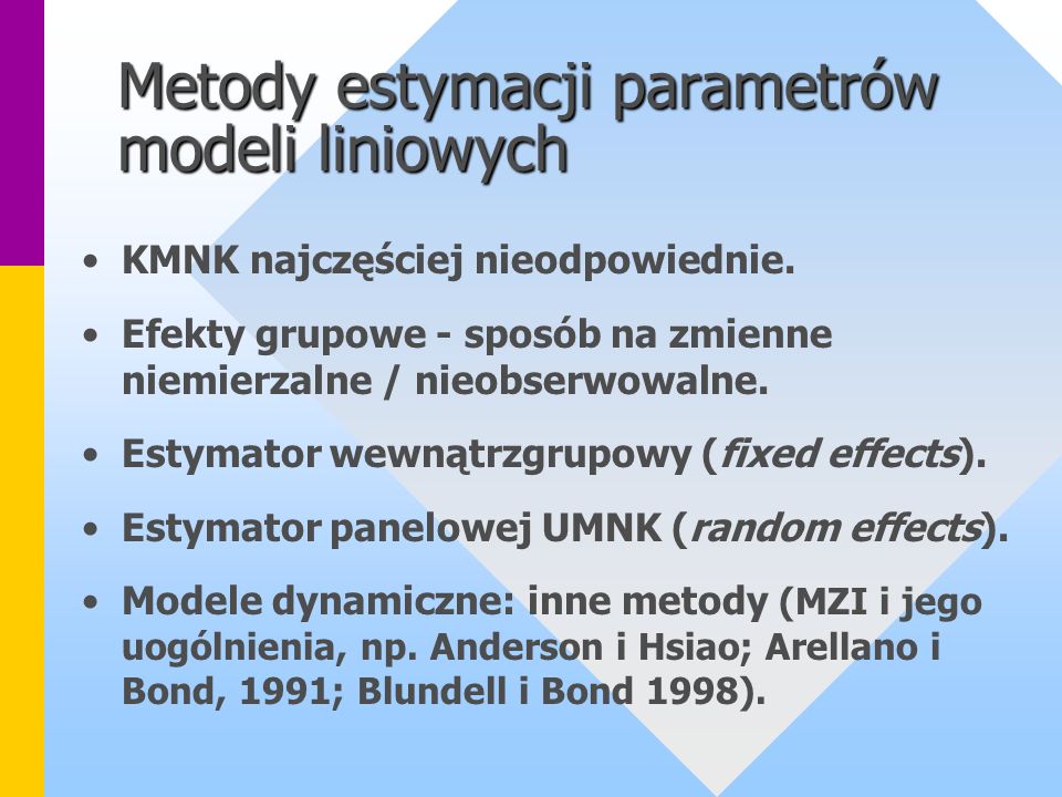 Metody estymacji parametrów modeli liniowych
