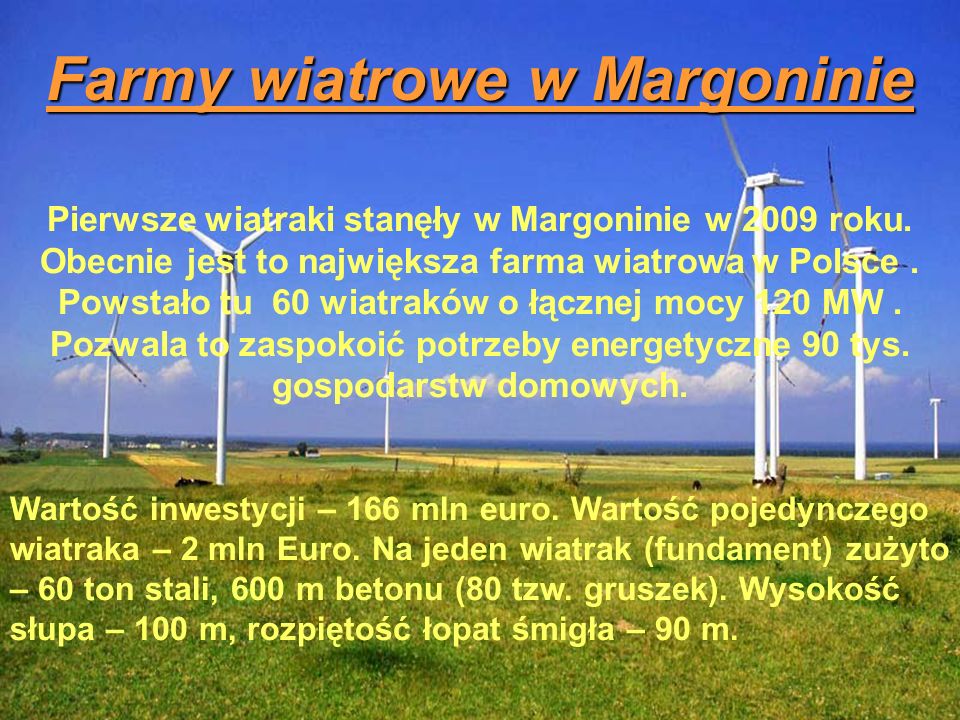 Farmy wiatrowe w Margoninie