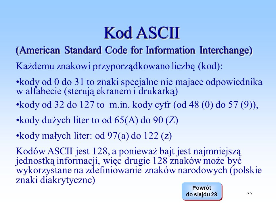 Kod ASCII (American Standard Code for Information Interchange)