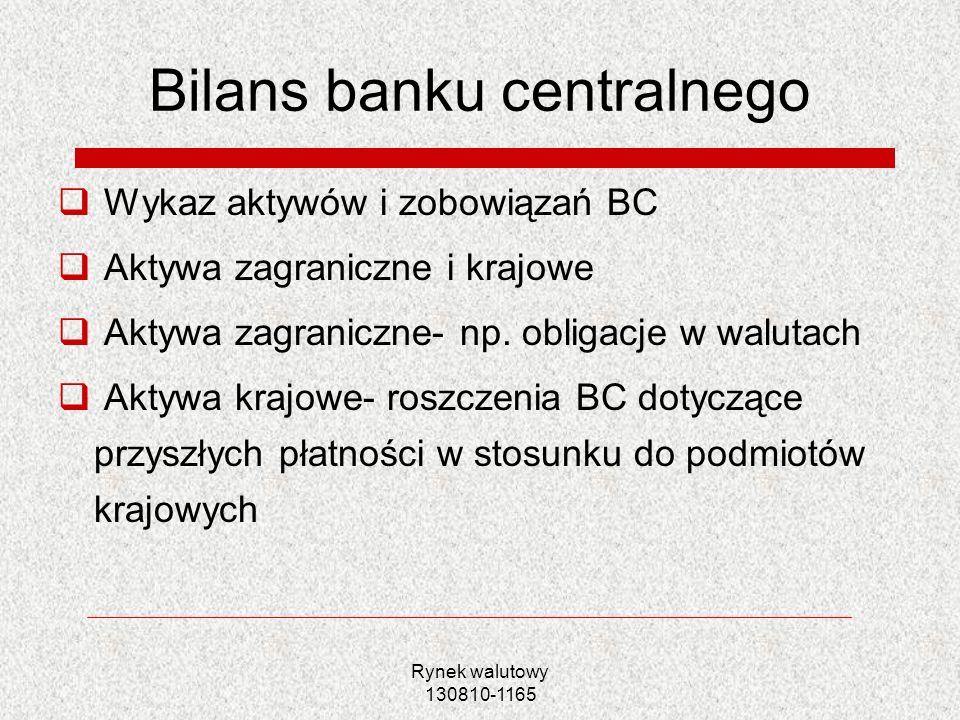 Bilans banku centralnego