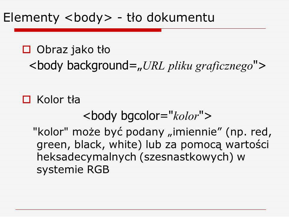 Elementy <body> - tło dokumentu