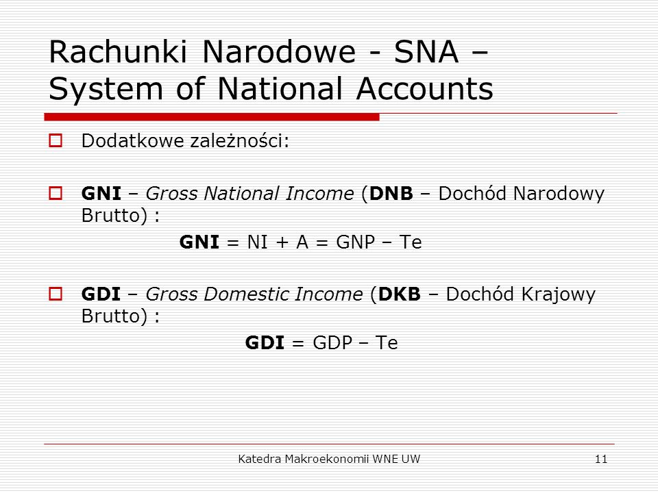 Rachunki Narodowe - SNA – System of National Accounts