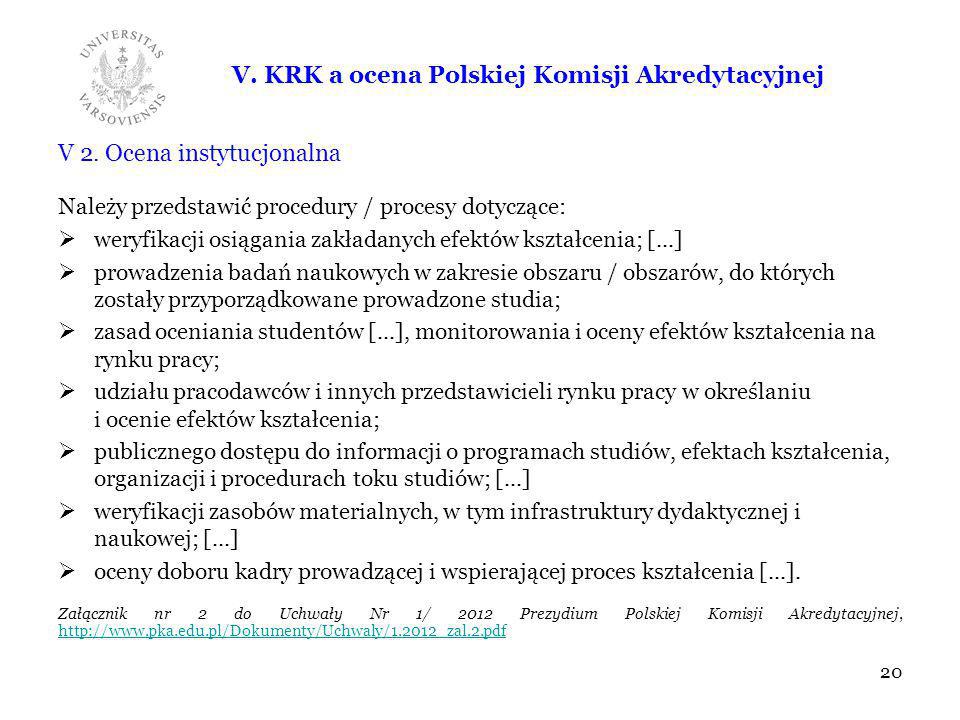 V. KRK a ocena Polskiej Komisji Akredytacyjnej