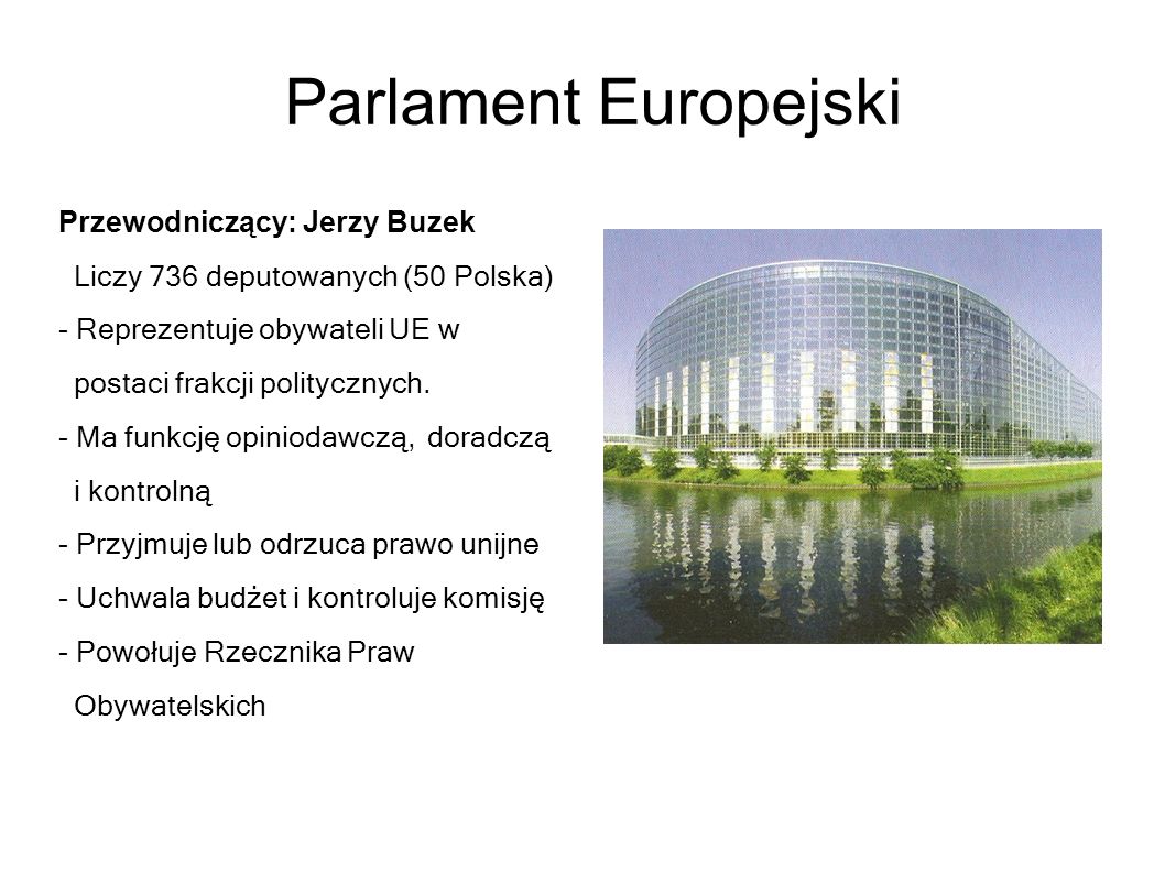 Parlament Europejski Przewodniczący: Jerzy Buzek
