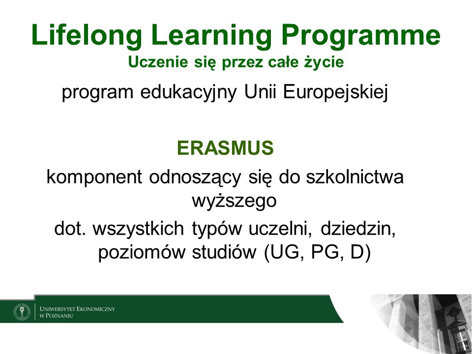 Lifelong Learning Programme Uczenie się przez całe życie