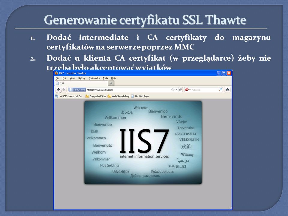 Generowanie certyfikatu SSL Thawte
