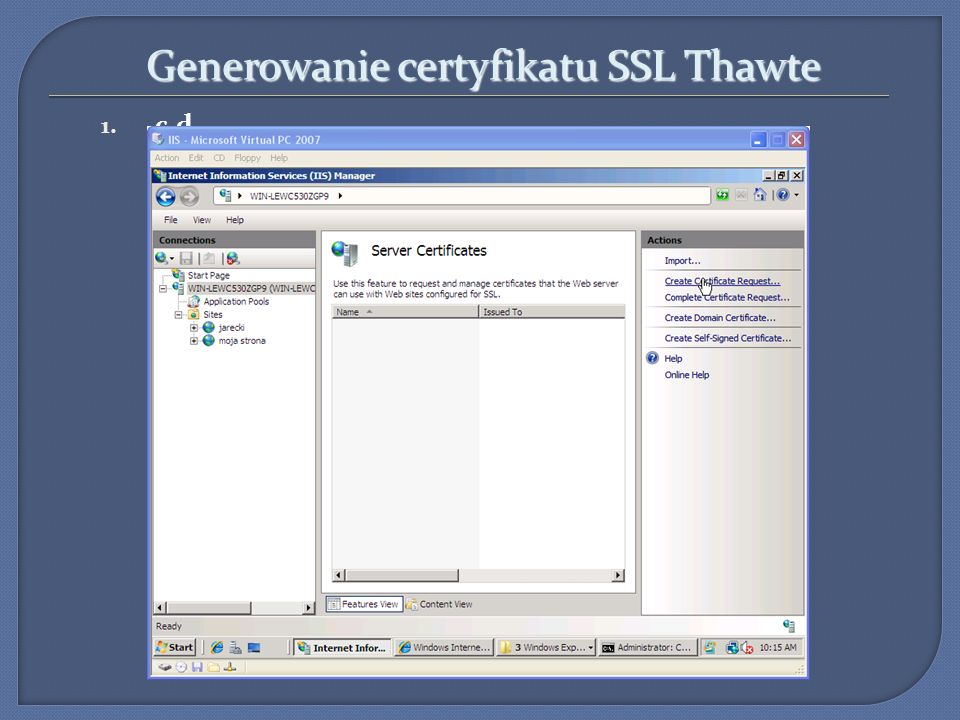 Generowanie certyfikatu SSL Thawte