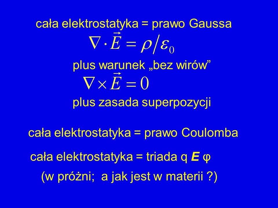 cała elektrostatyka = prawo Gaussa