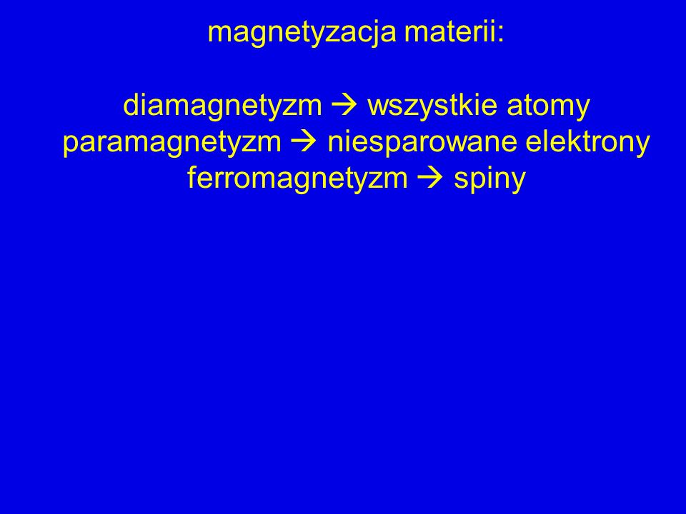 magnetyzacja materii: diamagnetyzm  wszystkie atomy