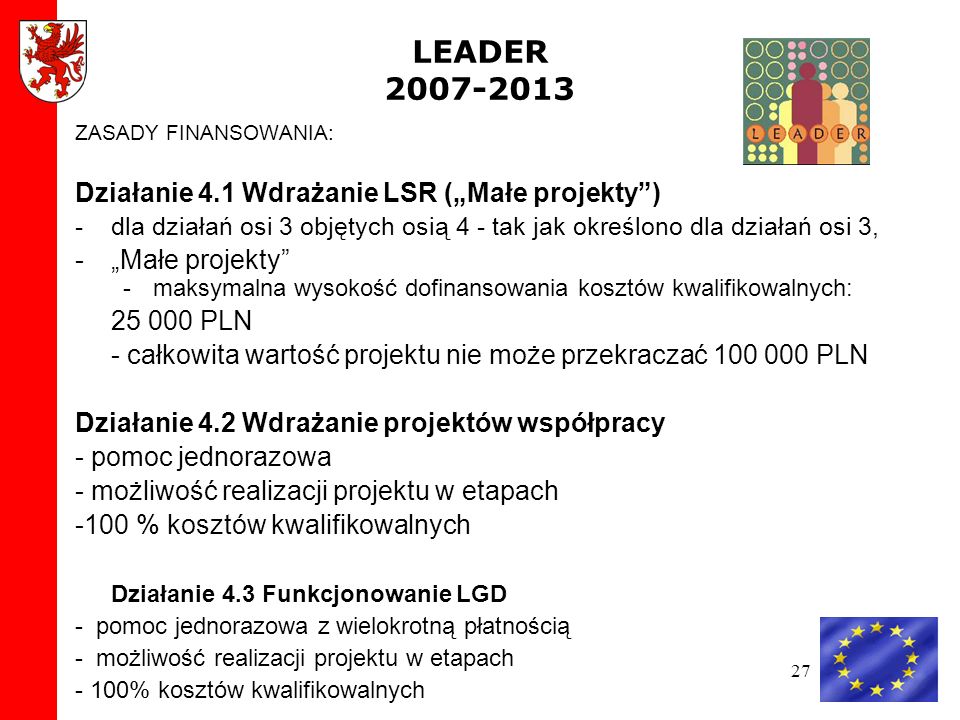LEADER Działanie 4.1 Wdrażanie LSR („Małe projekty )