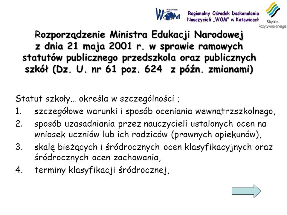Rozporządzenie Ministra Edukacji Narodowej z dnia 21 maja 2001 r