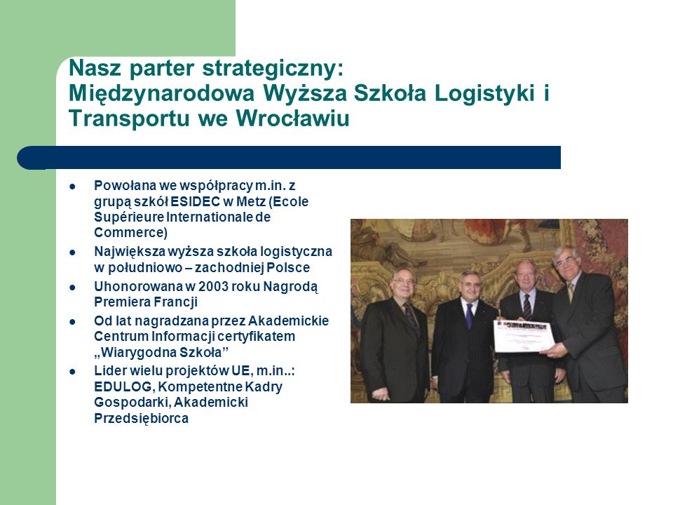 Nasz parter strategiczny: Międzynarodowa Wyższa Szkoła Logistyki i Transportu we Wrocławiu