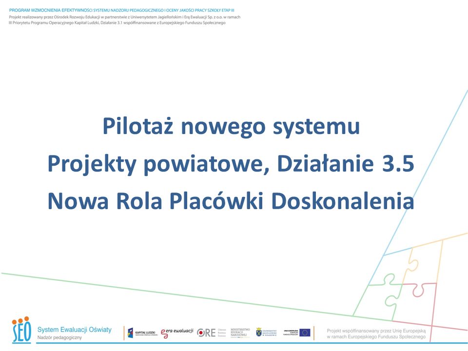 Pilotaż nowego systemu Projekty powiatowe, Działanie 3