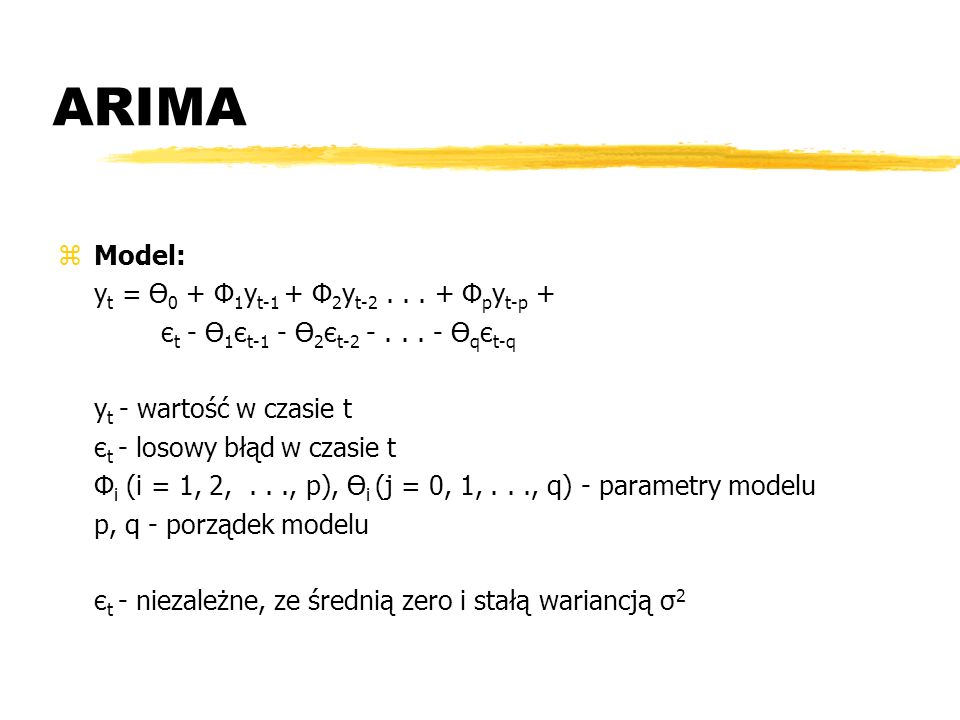 ARIMA Model: yt = Ө0 + Ф1yt-1 + Ф2yt Фpyt-p +