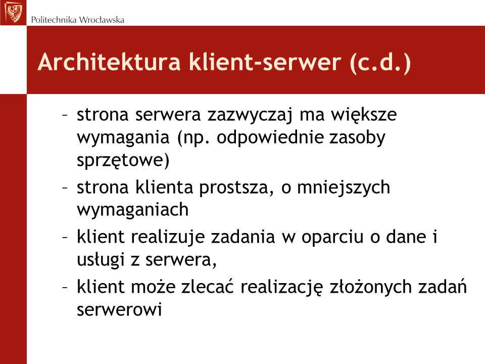 Architektura klient-serwer (c.d.)