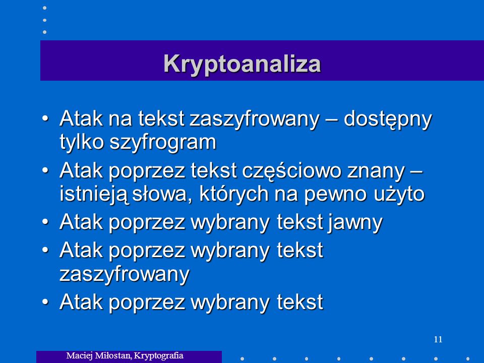 Maciej Miłostan, Kryptografia