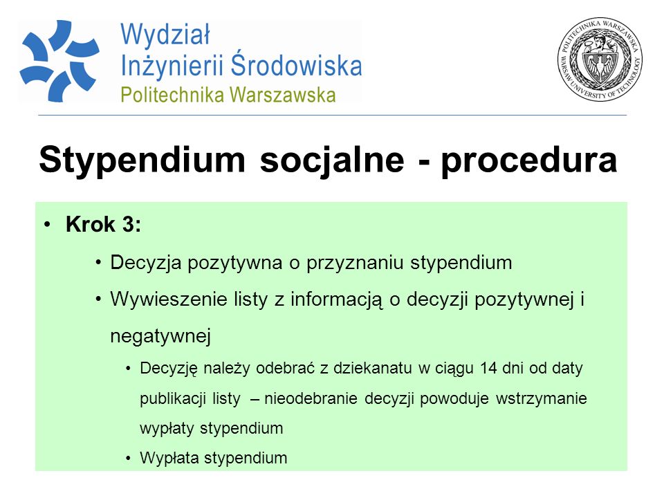 Stypendium socjalne - procedura