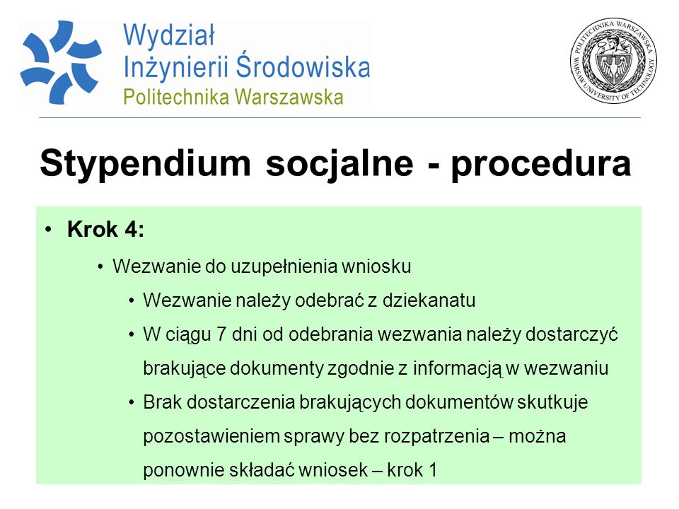 Stypendium socjalne - procedura