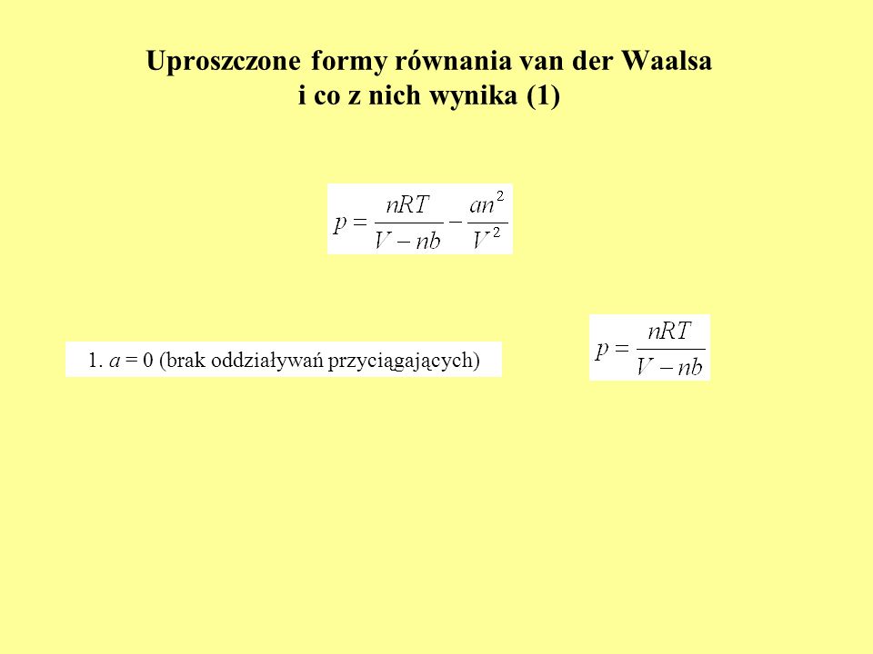 Uproszczone formy równania van der Waalsa i co z nich wynika (1)