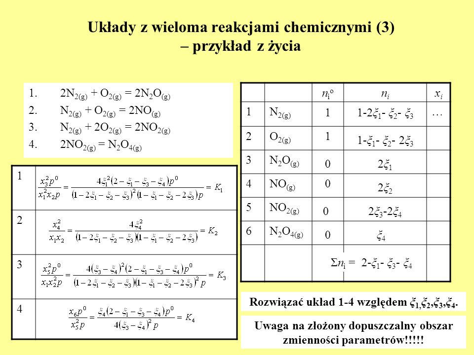 Układy z wieloma reakcjami chemicznymi (3) – przykład z życia