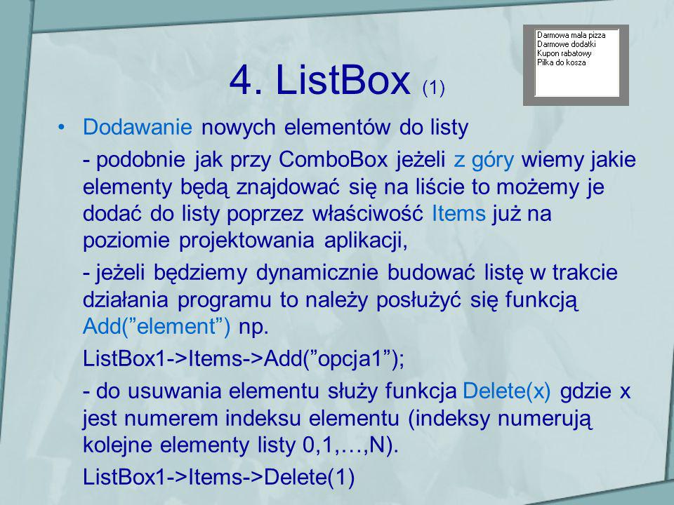 4. ListBox (1) Dodawanie nowych elementów do listy