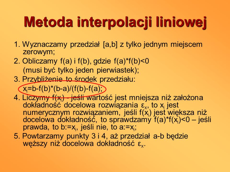 Metoda interpolacji liniowej