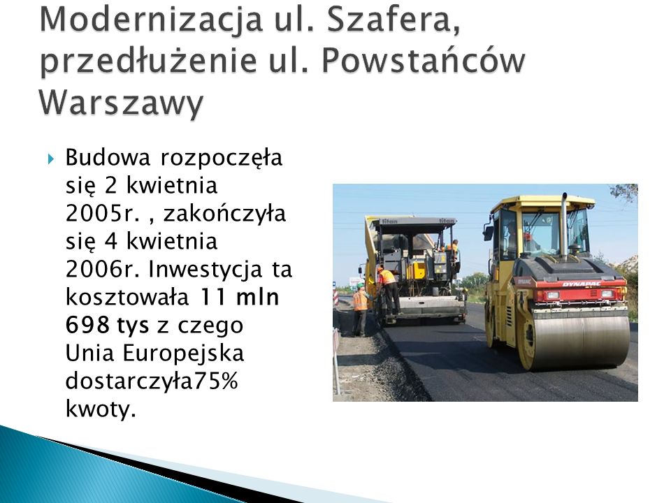 Modernizacja ul. Szafera, przedłużenie ul. Powstańców Warszawy