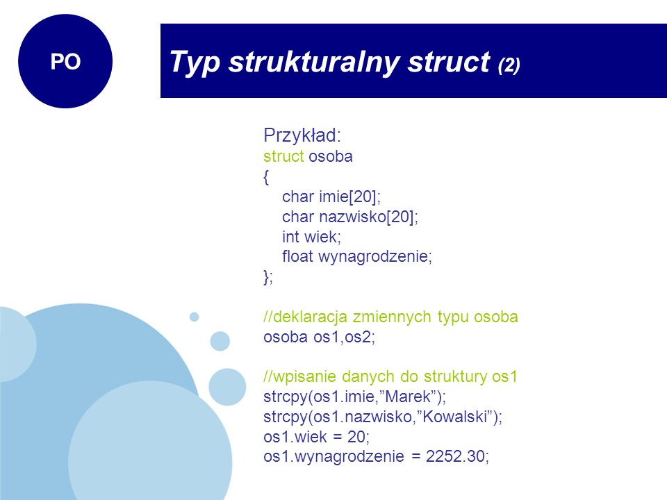 Typ strukturalny struct (2)