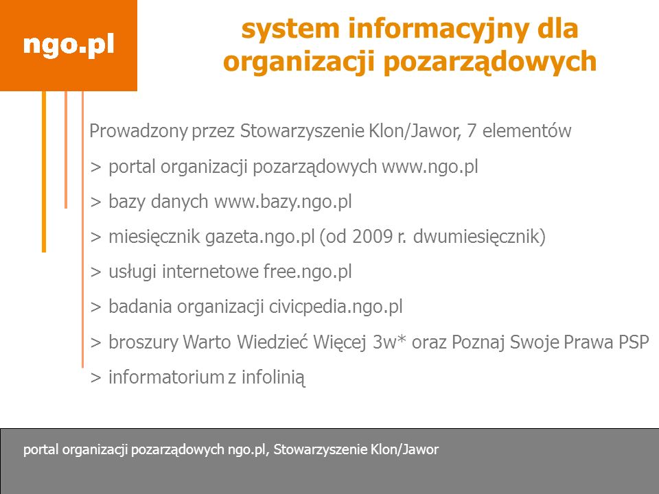 system informacyjny dla organizacji pozarządowych